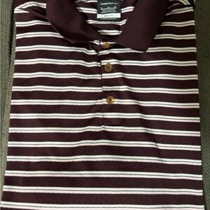 Nike Striped Dri-FIT Golf Polo - Burgundy with White & Light Pink